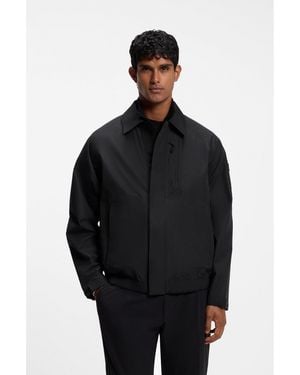 BOSS Water-Repellent Blouson Jacket With Welded Front Placket - Black