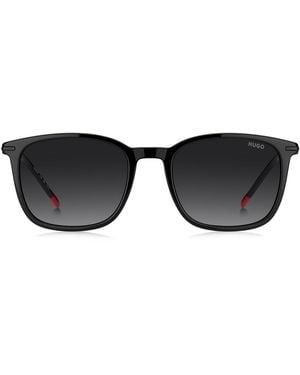 HUGO Lunettes De Soleil En Acétate Avec Branches En Acier Inoxydable - Noir