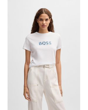 BOSS Cotton-Jersey T-Shirt With Seasonal Logo - White