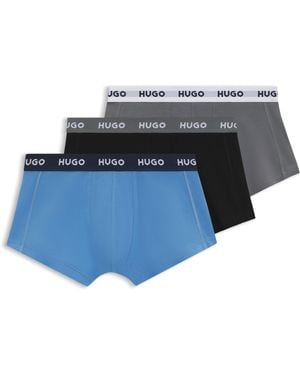 HUGO Set Van Drie Korte Boxershorts Met Logotailleband Van Stretchkatoen - Blauw