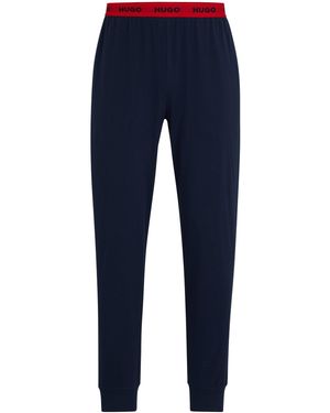 HUGO Bas De Pyjama En Jersey De Coton Stretch Avec Taille À Logos - Bleu