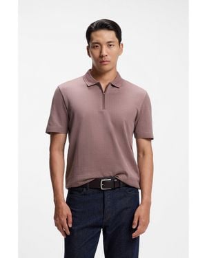 BOSS Zip-Neck Polo Shirt - Red