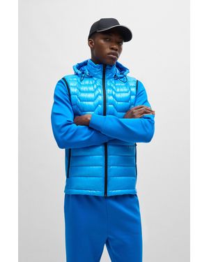 BOSS Water-repellent Regular-fit Gilet With Signature Quilting - Blue