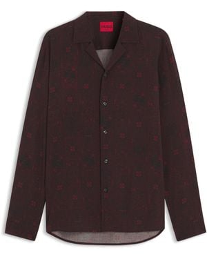 HUGO Camicia Relaxed Fit Con Stampa Di Carte Da Gioco - Viola