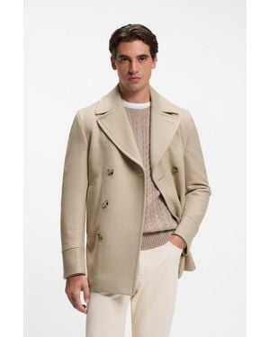 BOSS Slim-Fit Double-Breasted Short Coat - Natural
