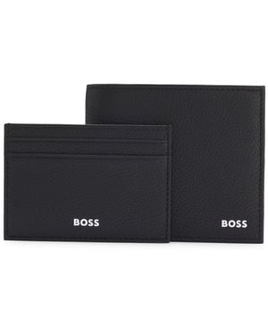 BOSS Set De Regalo De Piel De Tres Piezas Con Logos En Relieve - Negro
