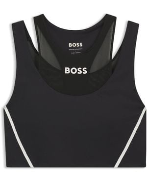 BOSS Active Sports Bra With Mesh Insert - Black