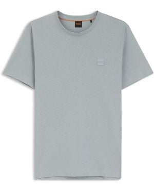 BOSS T-Shirt Van Katoenen Jersey Met Logopatch - Grijs