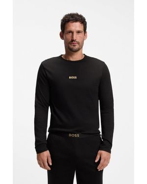 BOSS Cotton Pyjama Set With Branded Waistband Detail - Black