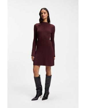BOSS Ribbed Slim-Fit Dress - Red