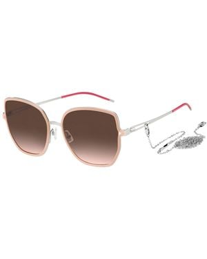 BOSS Nude-Frame Sunglasses With Forked Temples And Branded Chain - White