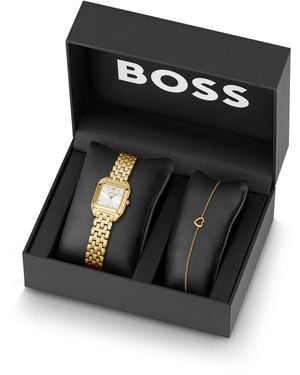 BOSS Mae Petite Geschenk-Set Mit Uhr Und Goldfarbenem Armband - Schwarz