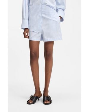 HUGO Cotton-Poplin Shorts With Vertical Stripes - White