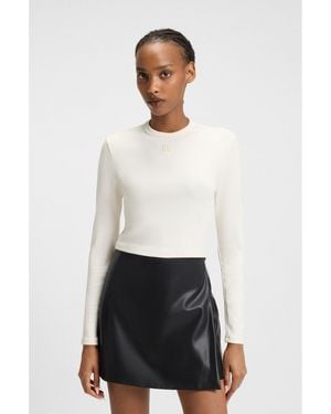 HUGO Slim-Fit Jersey Top With Embroidered Stacked Logo - White