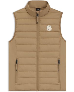 BOSS Equestrian Waterproof Gilet With Double B Monogram - Natural