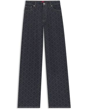 HUGO Jeans Met Superbrede Pijpen Van Denim Met Monogramlaserprint - Blauw