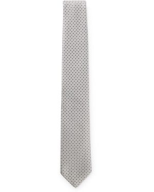 BOSS Silk-Blend Tie With Micro Pattern - White