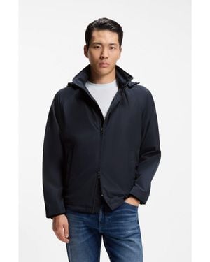 BOSS Regular-Fit Hooded Jacket With Water-Repellent Finish - Blue
