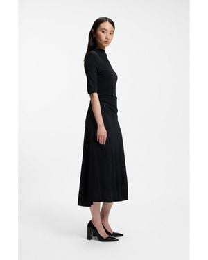 BOSS Matte-Jersey Dress With Draped Details - Black