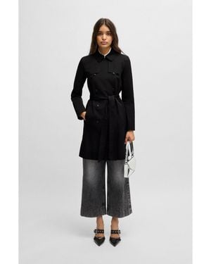 HUGO Double-Breasted Regular-Fit Trench Coat - Black