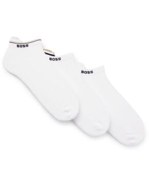 BOSS Three-Pack Ankle Socks With Plush Sole - White