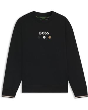 BOSS Sweatshirt Aus Baumwoll-Terry Mit Logo-Detail - Schwarz
