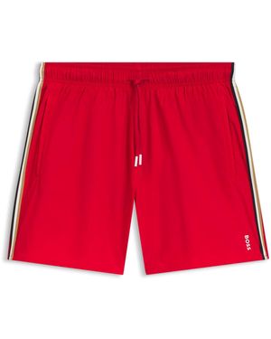 BOSS Badeshorts Mit Signature-Streifen Und Logo - Rot