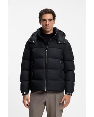 BOSS Water-Repellent Puffer Jacket With Adjustable Hood - Black