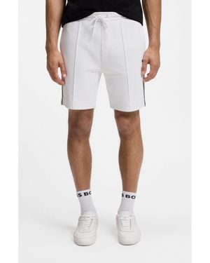 BOSS Cotton-Blend Shorts With Piped Trims - White