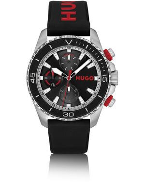 HUGO Horloge Met Zwarte Wijzerplaat En Siliconen Logoband