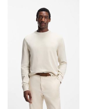 BOSS Cotton Jumper With Embroidered Logo - Natural
