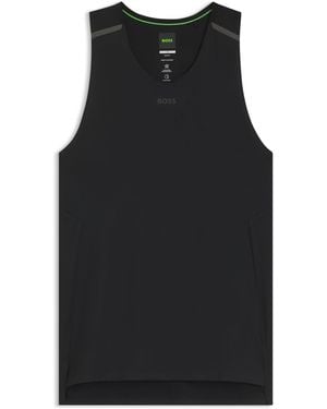 BOSS Active Tanktop Aus Mesh-Jersey Mit Dekorativen Reflektierenden Details - Schwarz