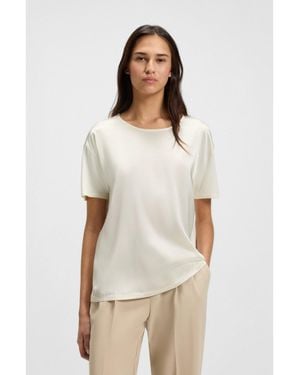 BOSS Regular-Fit T-Shirt With Stretch-Silk Front - Natural
