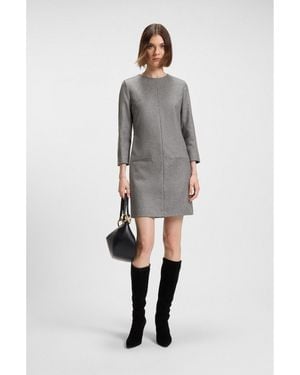 BOSS Flannel Dress With Welt Pockets - Grey