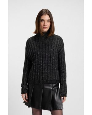 HUGO Knitted Jumper With Ribbed Structure - Black