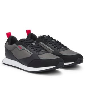 HUGO Mixed-Material Trainers With Branded Accents - Black