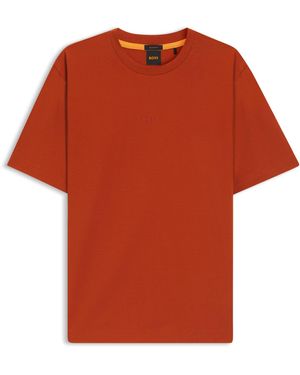 BOSS Relaxed-Fit T-Shirt Aus Stretch-Baumwolle Mit Logo-Print - Orange