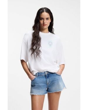 HUGO Cotton-Jersey T-Shirt With Printed Artwork - White