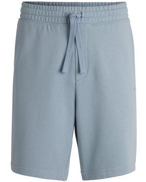 HUGO Relaxed-Fit Short Van Katoenen Badstof Met Logoprint - Blauw