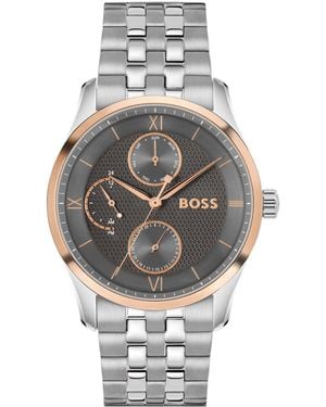 BOSS Principle Master Reloj Con Esfera Gris Con Textura Y Pulsera De Eslabones - Multicolor