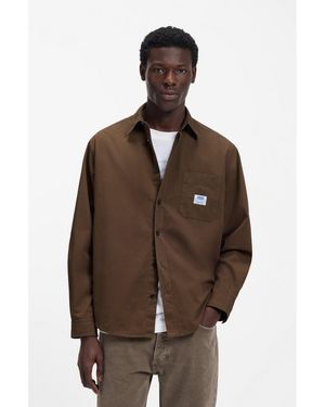 HUGO Oversized-Fit Overshirt - Brown