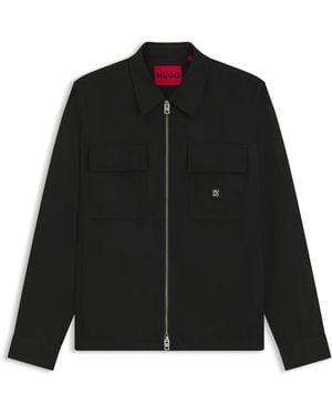 HUGO Oversized-Fit Overhemd Met Ritssluiting - Zwart