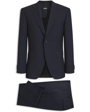 BOSS Tweedelig Regular-Fit Kostuum Van Italiaanse Scheerwol - Blauw