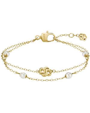BOSS Layered-Tone Bracelet With Double B Monogram - Metallic