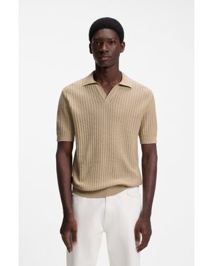 HUGO Johnny-Collar Knit Polo - Natural
