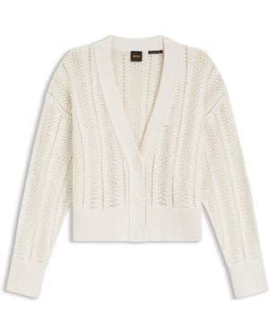 BOSS Relaxed-Fit Vest Van Een Katoenmix Met Golfstructuur - Wit