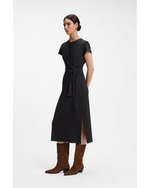 BOSS Midi Jersey Dress With Knot Detail - Black