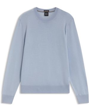 BOSS Regular-Fit Pullover Aus Merinowolle - Blau