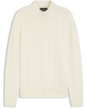 BOSS Pullover Aus Schurwolle Und Kaschmir Mit Stehkragen - Natur