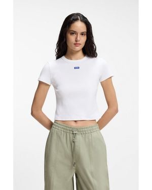 HUGO Slim-Fit Cropped T-Shirt - White